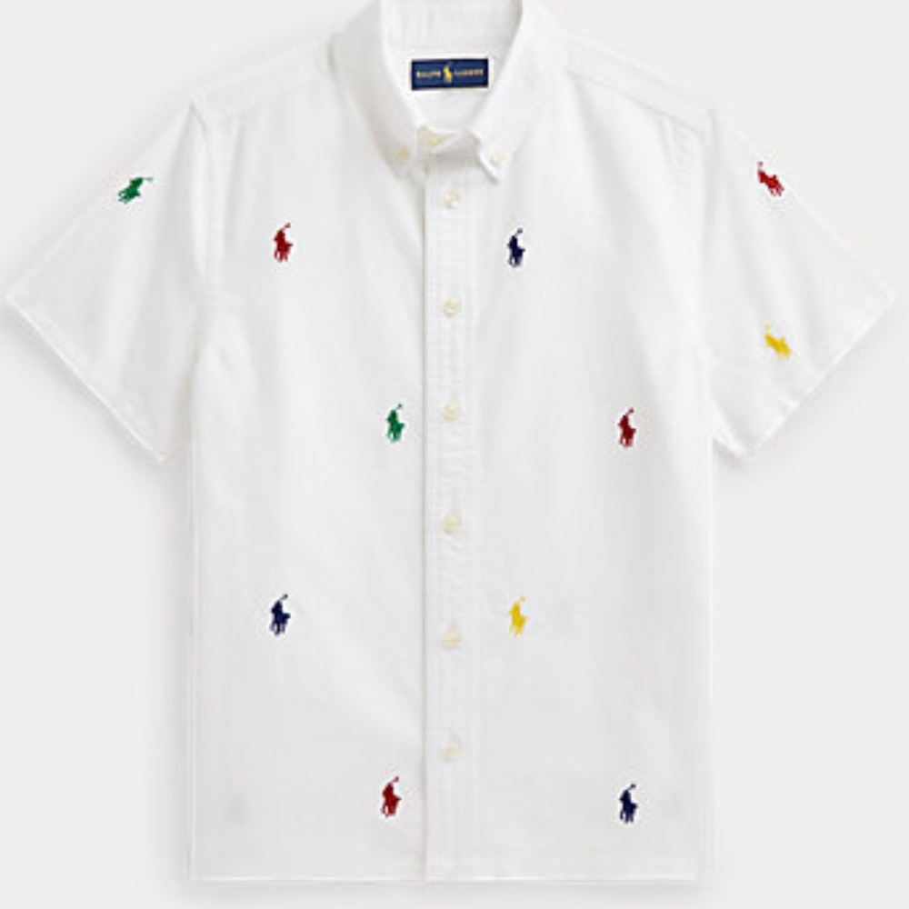 Never used polo Ralph Lauren multicolored embroidered motif boys oxford shirt